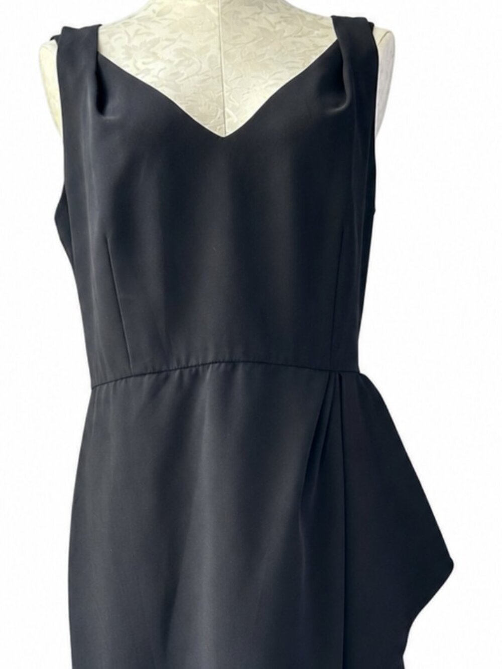 Lafayette 148 New York Black Side Cascade Sheath Dress Size 12 Cocktail